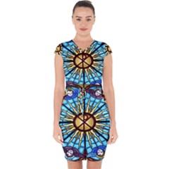 Church Window Stained Glass Church Capsleeve Drawstring Dress  by Pakrebo