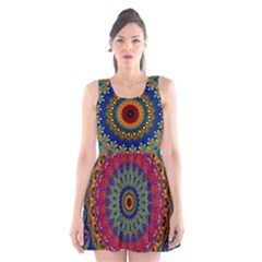 Kaleidoscope Mandala Pattern Scoop Neck Skater Dress by Pakrebo