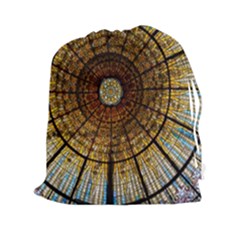 Barcelona Glass Window Stained Glass Drawstring Pouch (xxl) by Pakrebo