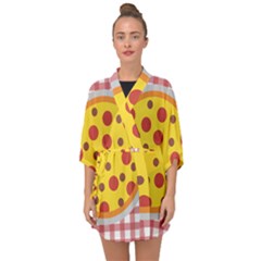Pizza Table Pepperoni Sausage Half Sleeve Chiffon Kimono by Pakrebo