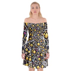 Mental Emojis Emoticons Icons Off Shoulder Skater Dress by Pakrebo