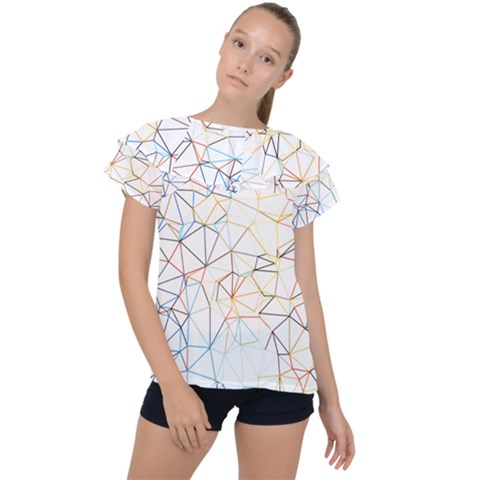 Geometric Pattern Abstract Shape Ruffle Collar Chiffon Blouse by Mariart