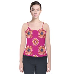 Morroco Tile Traditional Velvet Spaghetti Strap Top by Mariart