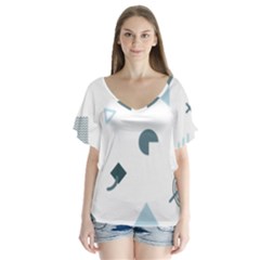 Shape Vector Triangle V-neck Flutter Sleeve Top by Mariart