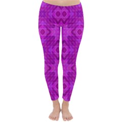 Magenta Mosaic Pattern Triangle Classic Winter Leggings by Pakrebo