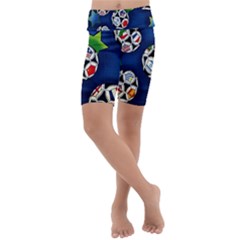 Textile Football Soccer Fabric Kids  Lightweight Velour Cropped Yoga Leggings by Pakrebo