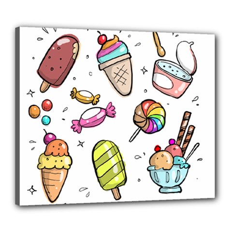 Doodle Cartoon Drawn Cone Food Canvas 24  X 20  (stretched) by Pakrebo