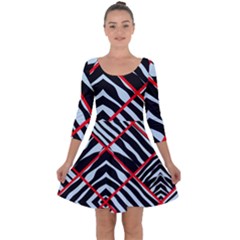 Model Abstract Texture Geometric Quarter Sleeve Skater Dress by Pakrebo