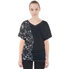 Bmyvalentine In Black, White And Gray Hearts V-neck Dolman Drape Top by 1dsign