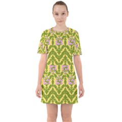 Texture Heather Nature Sixties Short Sleeve Mini Dress by Pakrebo