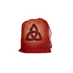 The Celtic Knot In Red Colors Drawstring Pouch (small) by FantasyWorld7