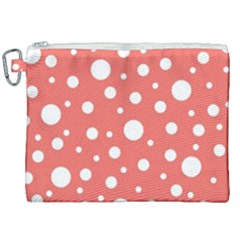Polka Dot On Living Coral Canvas Cosmetic Bag (xxl) by LoolyElzayat