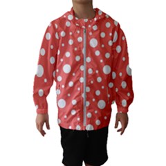 Polka Dot On Living Coral Hooded Windbreaker (kids) by LoolyElzayat