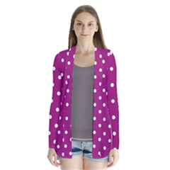 Polka Dots In Purple Drape Collar Cardigan by WensdaiAmbrose