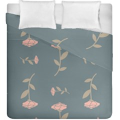 Florets In Grey Duvet Cover Double Side (king Size) by WensdaiAmbrose