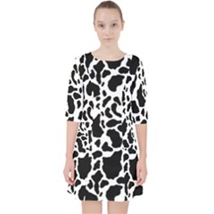 Black On White Cow Skin Quarter Sleeve Pocket Dress by LoolyElzayat