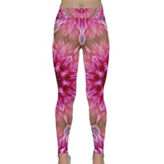 Flower Mandala Art Pink Abstract Classic Yoga Leggings by Pakrebo