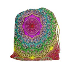 Mandala  Background Geometric Drawstring Pouch (xxl) by Pakrebo