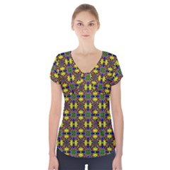 Background Image Ornament Short Sleeve Front Detail Top by Pakrebo