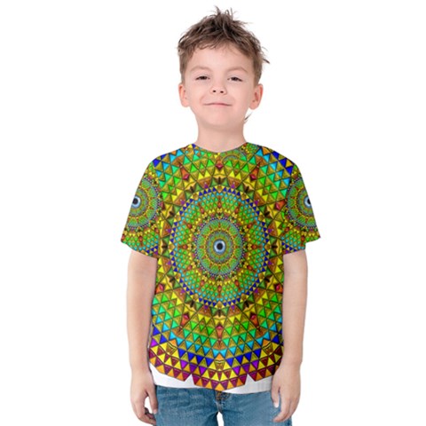 Tile Background Image Graphic Fractal Mandala Kids  Cotton Tee by Pakrebo