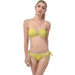Yellow Polka Dot Twist Bandeau Bikini Set by retrotoomoderndesigns