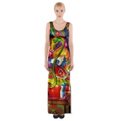 Dragon Lights Centerpiece Maxi Thigh Split Dress by Riverwoman