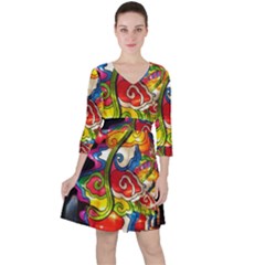 Dragon Lights Centerpiece Ruffle Dress by Riverwoman