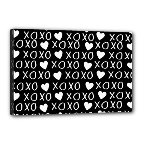 Xo Valentines Day Pattern Canvas 18  X 12  (stretched) by Valentinaart