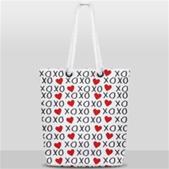 Xo Valentines Day Pattern Full Print Rope Handle Tote (small) by Valentinaart