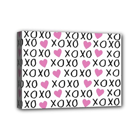 Xo Valentines Day Pattern Mini Canvas 7  X 5  (stretched) by Valentinaart