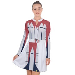 Planet Planets Rocket Shuttle Long Sleeve Panel Dress by Wegoenart