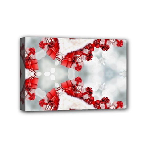 Christmas Background Tile Gifts Mini Canvas 6  X 4  (stretched) by Pakrebo