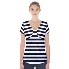 Black Stripes Short Sleeve Front Detail Top by snowwhitegirl