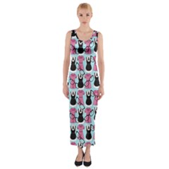 Waitress Uniform Dresses Nerdy Glasses Pattern Blue Fitted Maxi Dress by snowwhitegirl