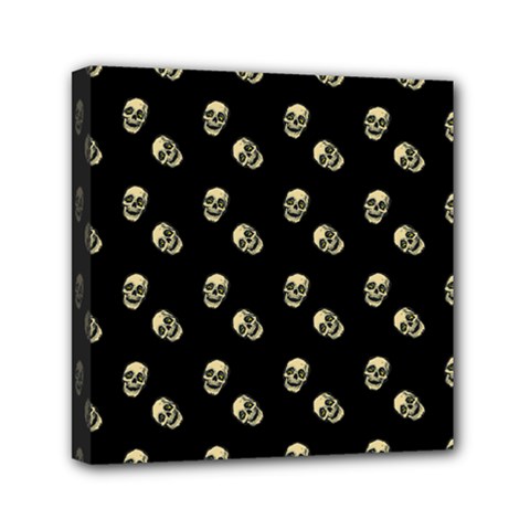 Skull Black Pattern Mini Canvas 6  X 6  (stretched) by snowwhitegirl