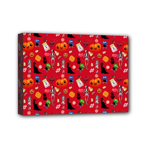 Halloween Treats Pattern Red Mini Canvas 7  X 5  (stretched) by snowwhitegirl