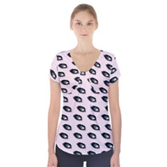 Eyes Pink Short Sleeve Front Detail Top by snowwhitegirl