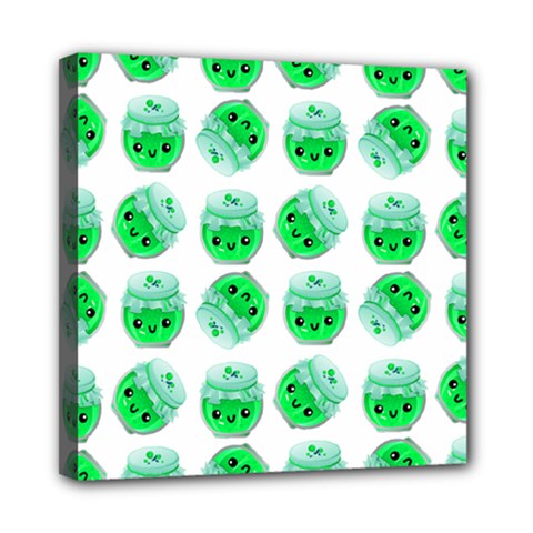 Kawaii Lime Jam Jar Pattern Mini Canvas 8  X 8  (stretched) by snowwhitegirl