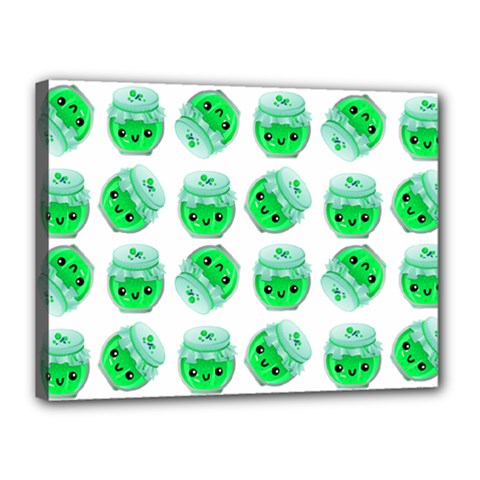 Kawaii Lime Jam Jar Pattern Canvas 16  X 12  (stretched) by snowwhitegirl