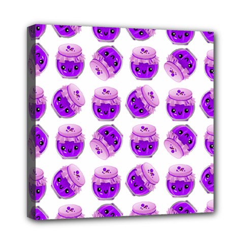 Kawaii Grape Jam Jar Pattern Mini Canvas 8  X 8  (stretched) by snowwhitegirl