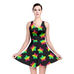 Ombre Glitter Pink Green Star Pat Reversible Skater Dress by snowwhitegirl