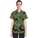 Tropical Leaves On Black Women s Short Sleeve Shirt View1