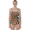 Abstract Rainbow Swirl Twist Front Tankini Set View1