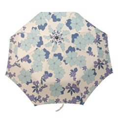 Vintage Floral Blue Pattern Folding Umbrellas by snowwhitegirl