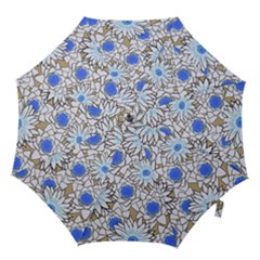 Vintage White Blue Flowers Hook Handle Umbrellas (large) by snowwhitegirl