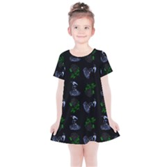 Gothic Girl Rose Black Pattern Kids  Simple Cotton Dress by snowwhitegirl