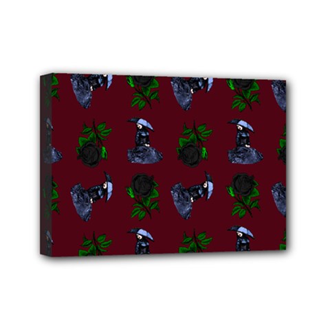 Gothic Girl Rose Red Pattern Mini Canvas 7  X 5  (stretched) by snowwhitegirl