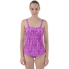 Victorian Paisley Pink Twist Front Tankini Set by snowwhitegirl