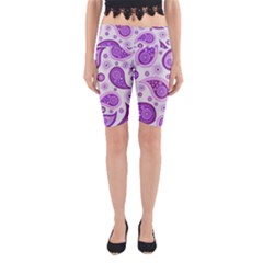 Retro Paisley Purple Yoga Cropped Leggings by snowwhitegirl