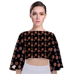 Victorian Crosses Black Tie Back Butterfly Sleeve Chiffon Top by snowwhitegirl